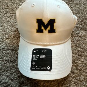 Nike University of Michigan White Cap with Block M Logo